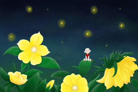棕红色黄花夜晚的宁静GIF高清图片