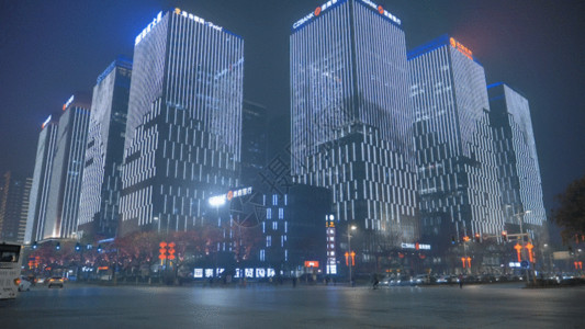 高楼玻璃城市夜晚延时GIF高清图片