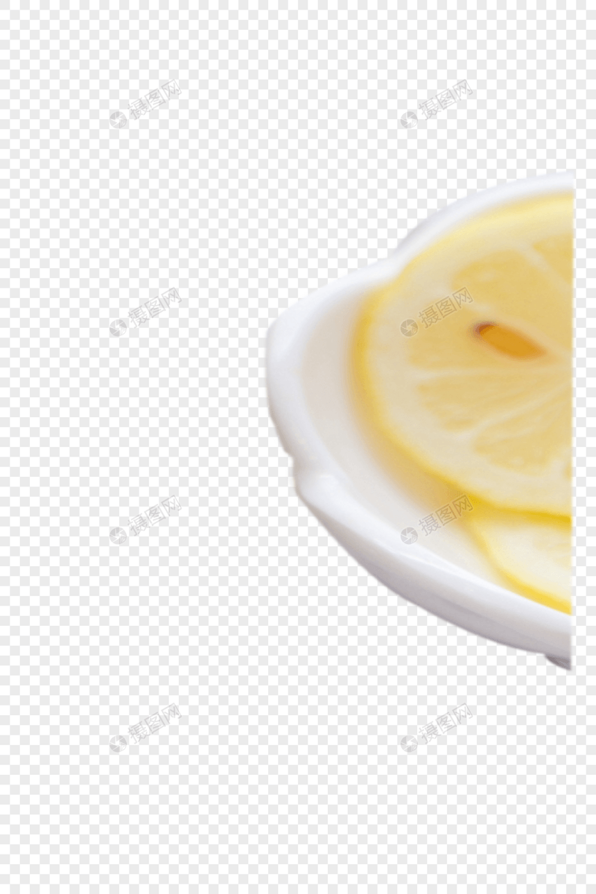 柠檬片陶瓷盘子白色图片