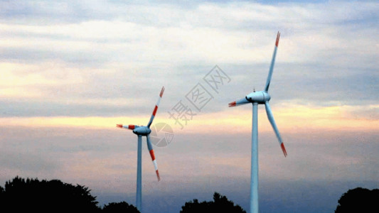AR实景发电风车转动实景拍摄GIF高清图片