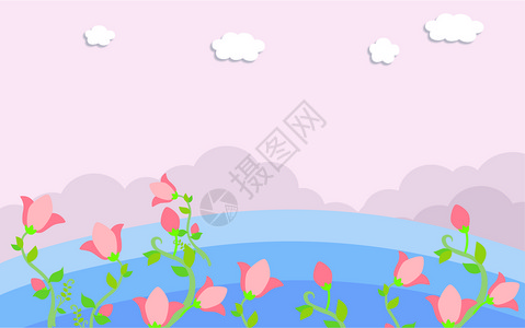 粉色花边清新剪纸风背景设计图片