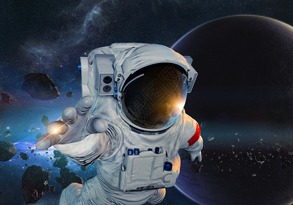 太空宇航员漂浮星球高清图片素材