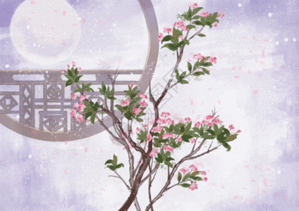 月下花枝GIF图片