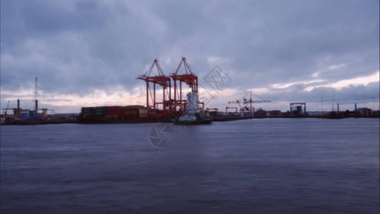 港口码头夜景港口码头延时摄影GIF高清图片