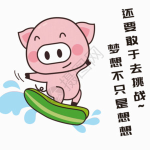 卡通美女冲浪板猪小胖GIF高清图片