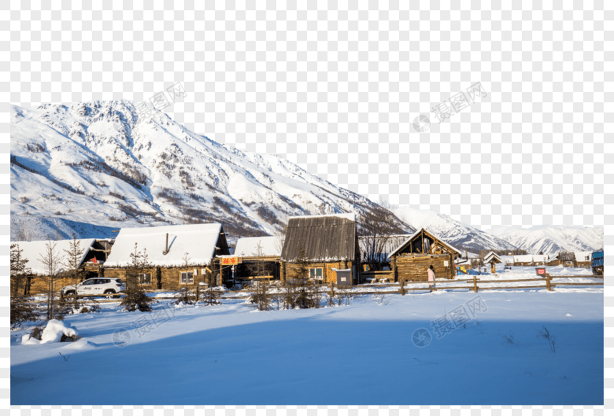 新疆禾木村冬季雪景图片