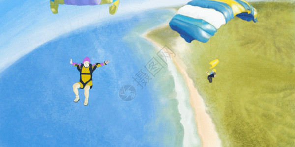 降落伞素材5.4青年节极限滑翔伞GIF高清图片