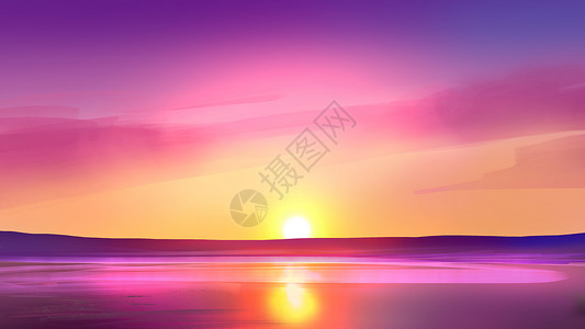 夕阳落山日落风景设计图片