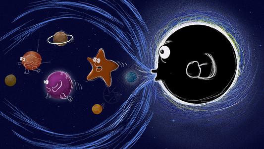 宇宙神秘黑洞吞噬星球插画背景图片