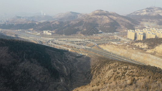 山城市航拍济南最大的扳倒井立交桥GIF高清图片