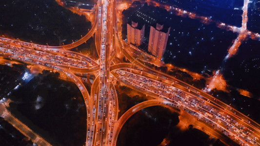 魔都夜景上海延安路高架航拍GIF高清图片