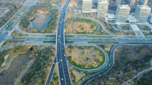 城市生态环境航拍济南龙洞立交桥GIF高清图片