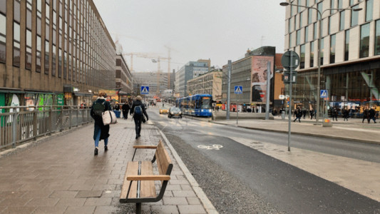 现代城市街景斯德哥尔摩商业中心街区延时GIF高清图片