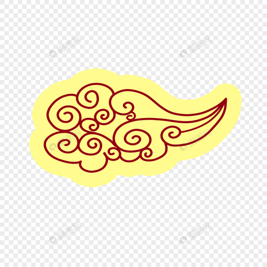 黄红色祥云传统纹样图片