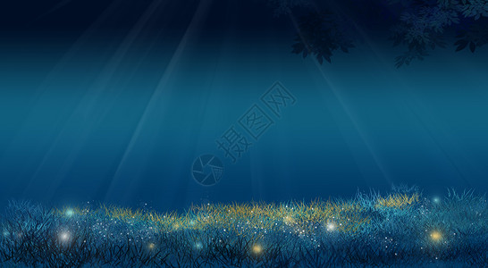 草丛中的萤火虫夜晚草地设计图片