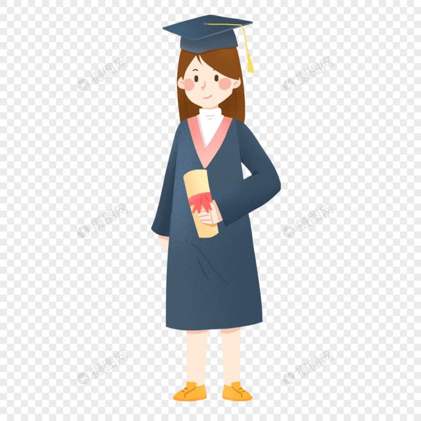 毕业季大学生穿着学士服毕业照