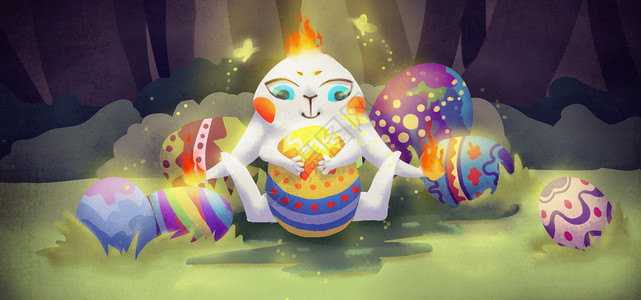 疯狂复活节复活节兔子插画