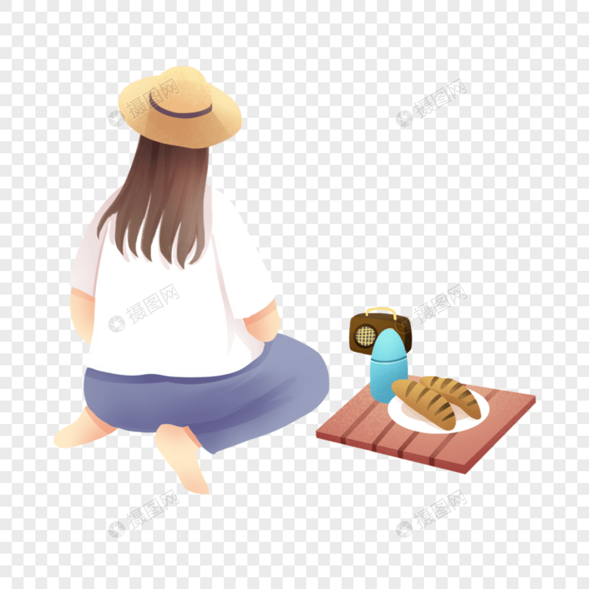 野餐的女孩图片