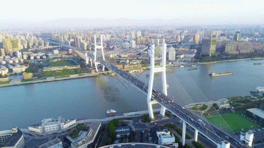 上海南浦大桥航拍GIF图片