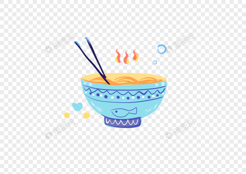 可爱卡通手绘面食碗筷儿童节食物图片