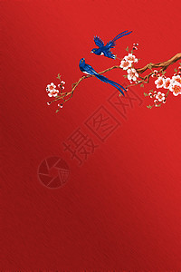 挂有冰晶的红色树枝红色喜庆背景设计图片