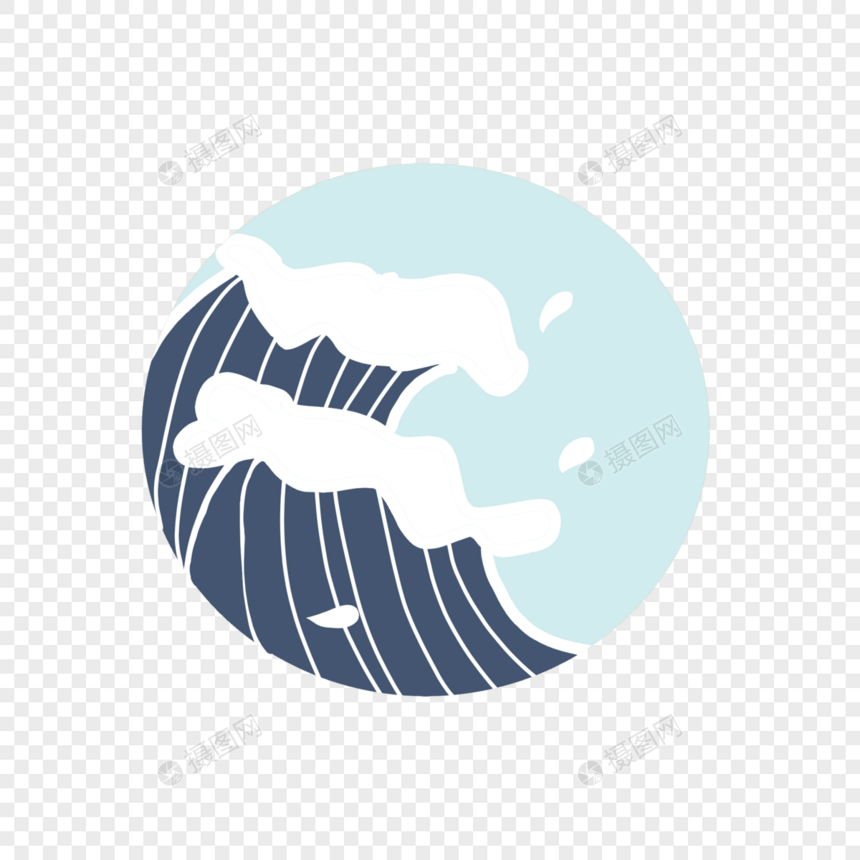 夏天海浪蓝色线条手绘装饰图案背景图片
