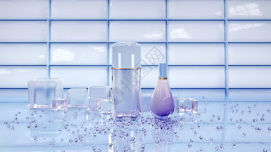 紫色瓶清新化妆品空间设计图片