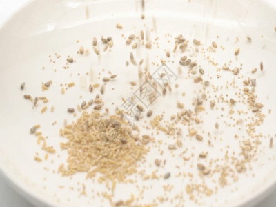 谷物燕麦五谷杂粮从上方掉落升格镜头GIF高清图片