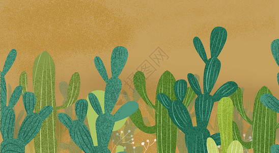 沙漠手绘仙人掌设计图片