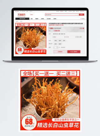 虫草花的素材虫草花养生干货淘宝天猫京东主图模板