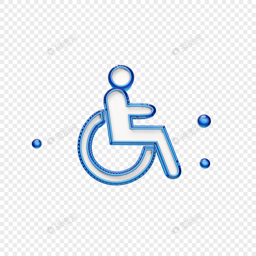立体蓝色残疾人图标图片