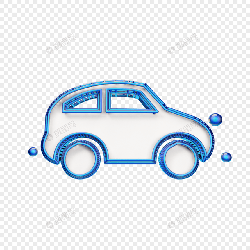立体蓝色汽车图标图片