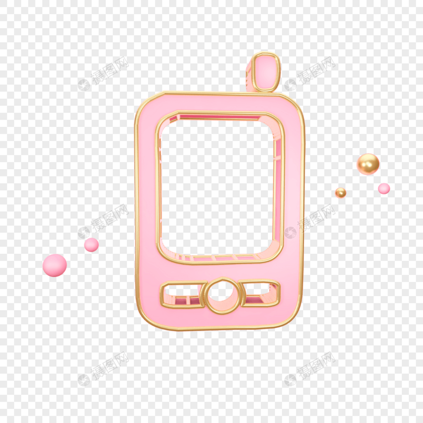 粉色手机立体图标图片