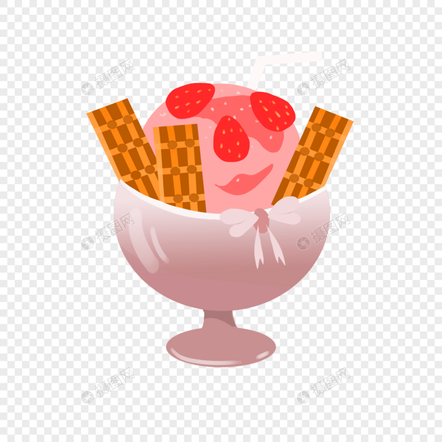 大碗草莓冰淇淋图片