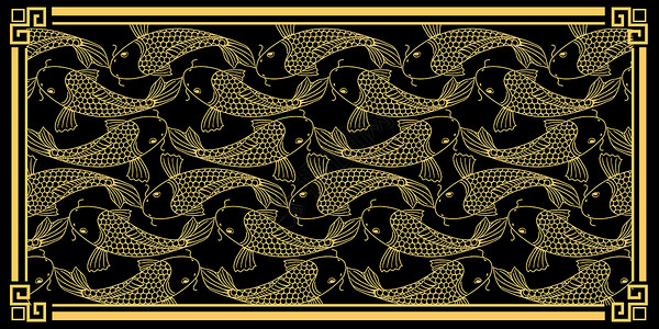 锦鲤花纹背景传统元素高清图片素材