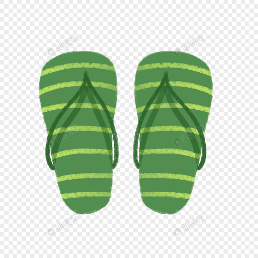 手绘卡通绿色拖鞋图片