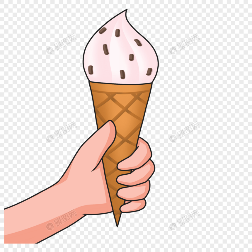手绘手拿冰淇淋图片