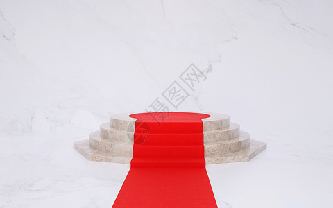 红色台子创意展示空间台阶设计图片