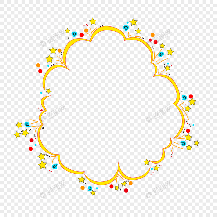 可爱手绘卡通烟花边框图片