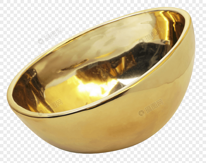 金色金属沙拉拌盘图片