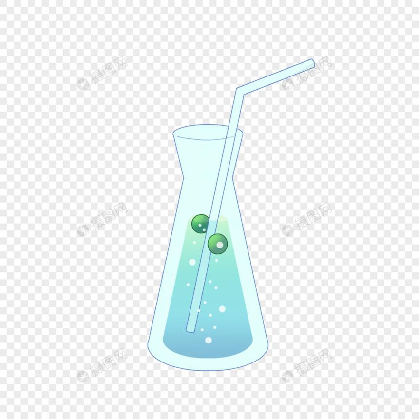 手绘卡通夏天玻璃杯蓝色梦幻气泡饮图片