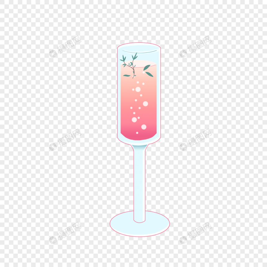 手绘卡通夏天玻璃杯粉色梦幻气泡饮图片