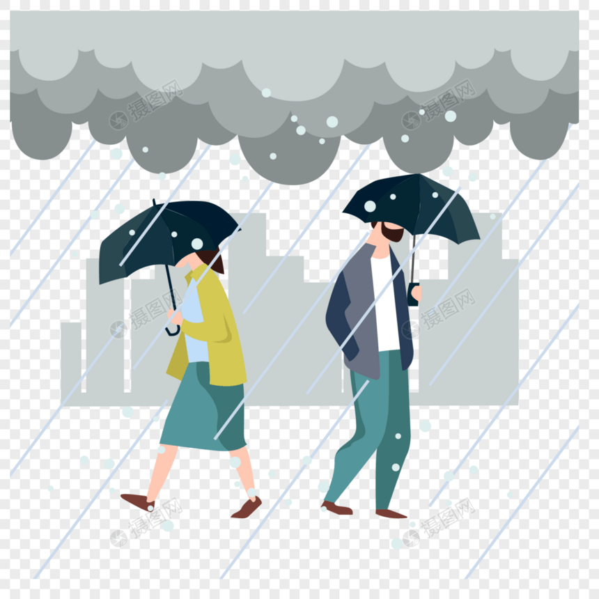 雨中行走的路人图片