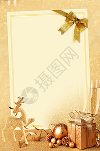 圣诞节海报驯鹿素材金色节日背景设计图片