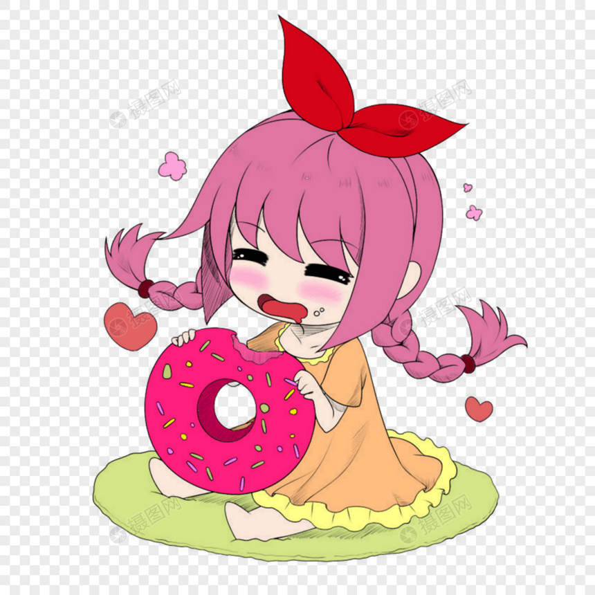 吃甜甜圈的女孩图片