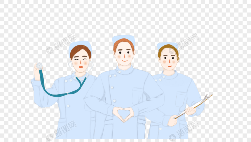 5·12护士节护士团队插画人物形象图片