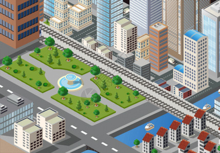 建筑模型背景城市场景gif高清图片