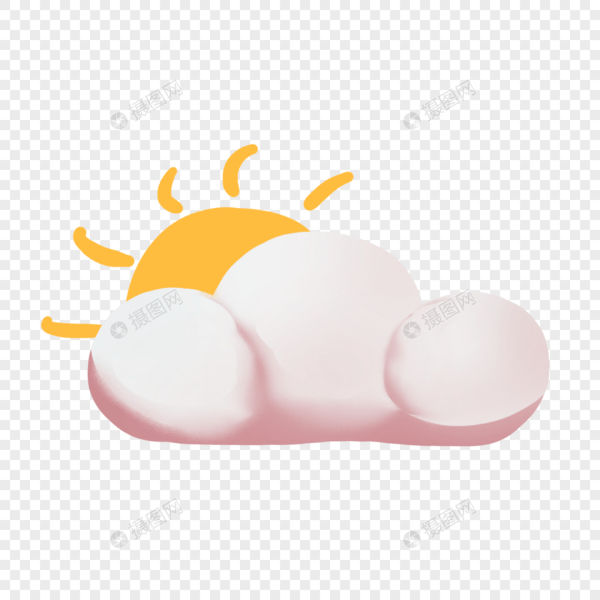 卡通太阳云朵插图图片