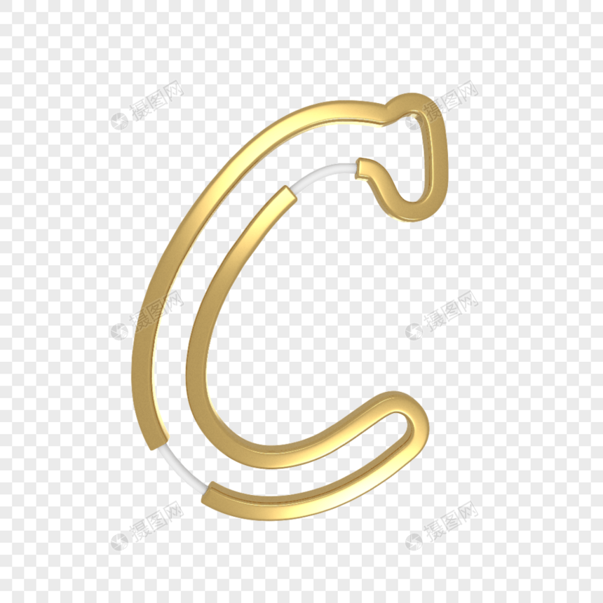 英文字母C金色艺术字C4D模型图片