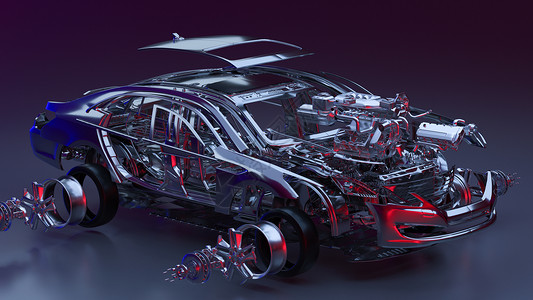模拟汽车汽车拆分场景设计图片